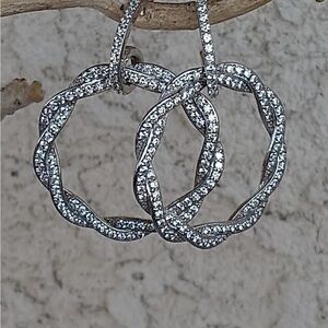 Jean Dousset cz "wreath' hoop earrings.